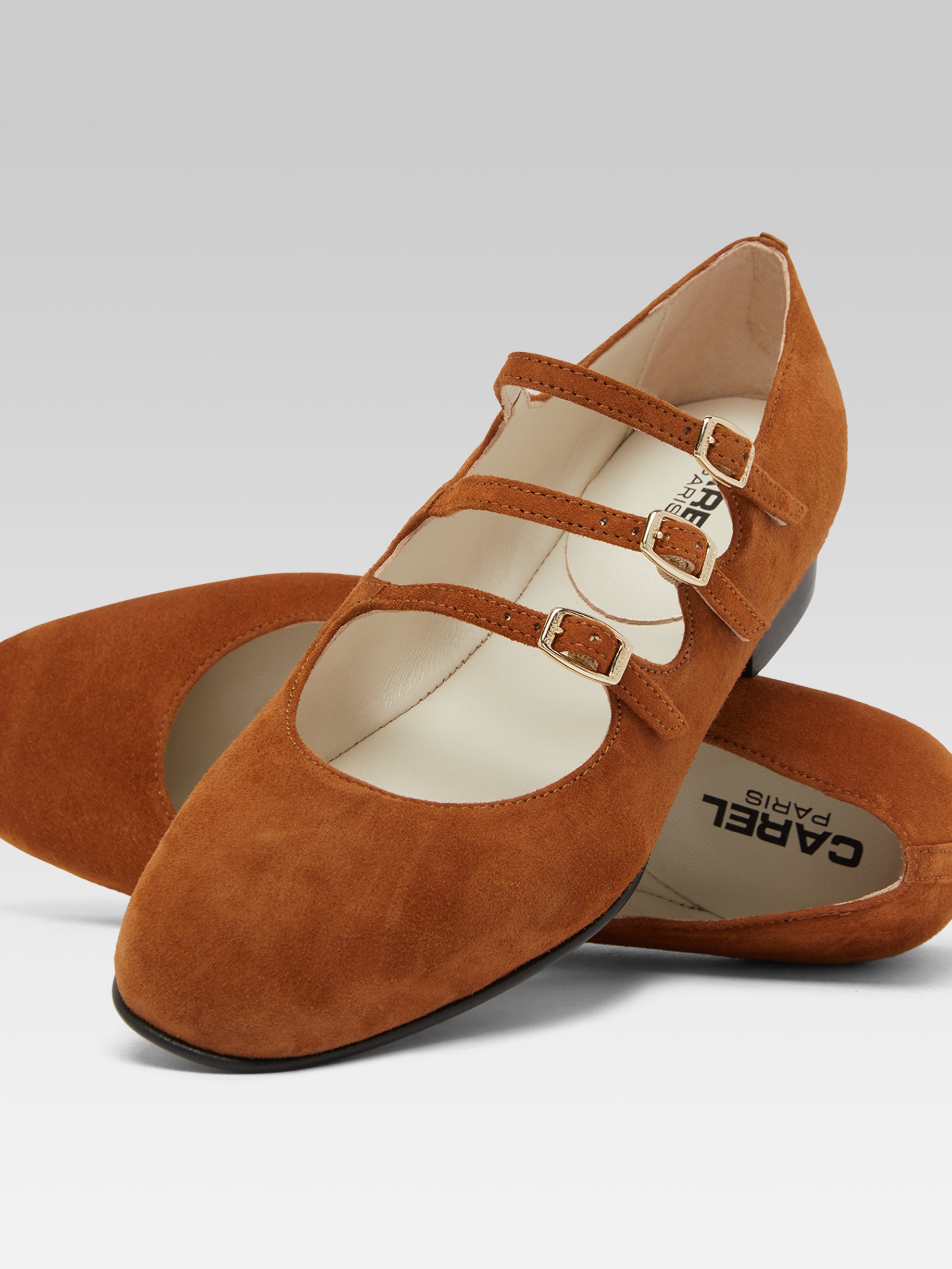 Ariana s - Camel suede leather Mary Janes ballet flats - Image number 2