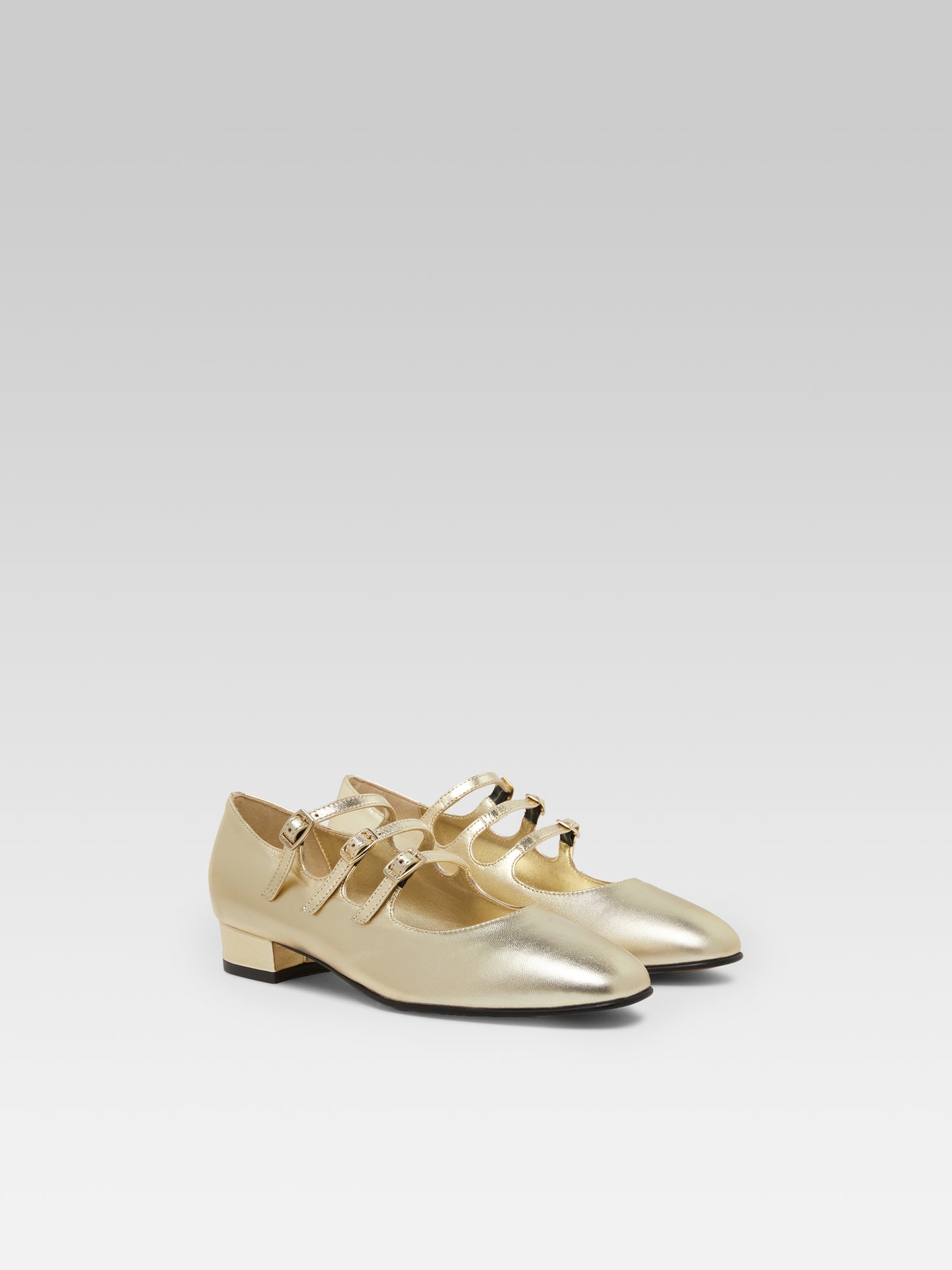 Ariana - Ballerines babies cuir laminé platine