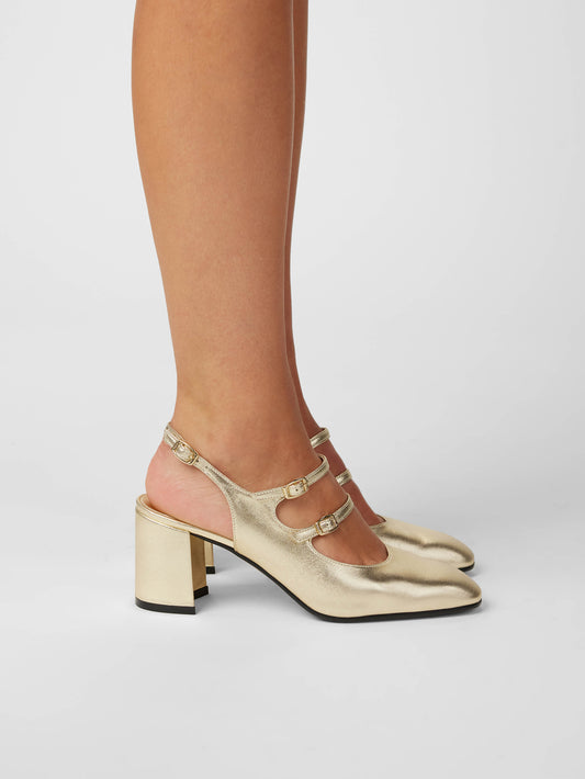 Banana - Platinum laminated leather slingback Mary Janes - Image number 7