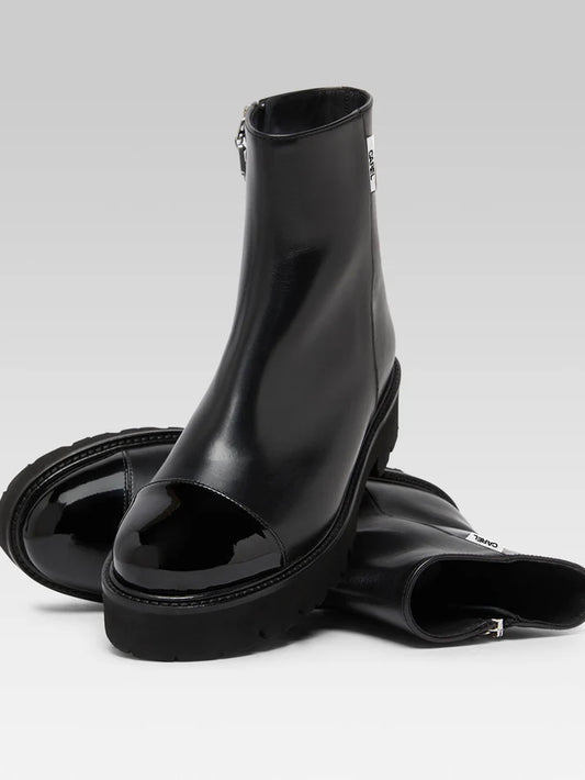 Chouchou - Bottines cuir et cuir verni noir - Image numéro 4