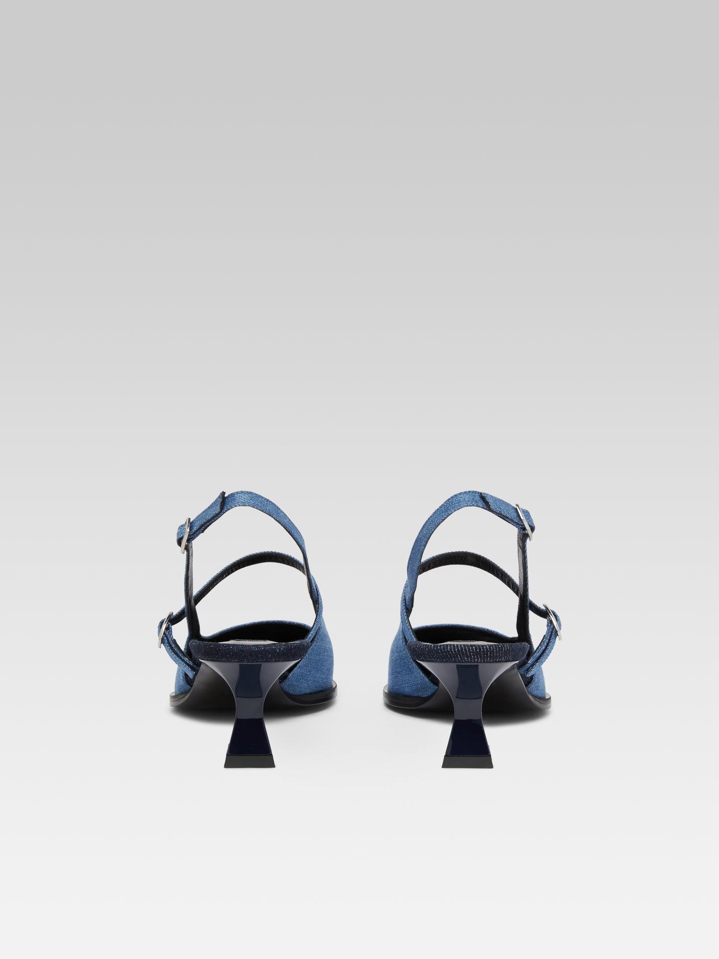 Cecile - Two-tone slingback pumps in blue denim fabric
