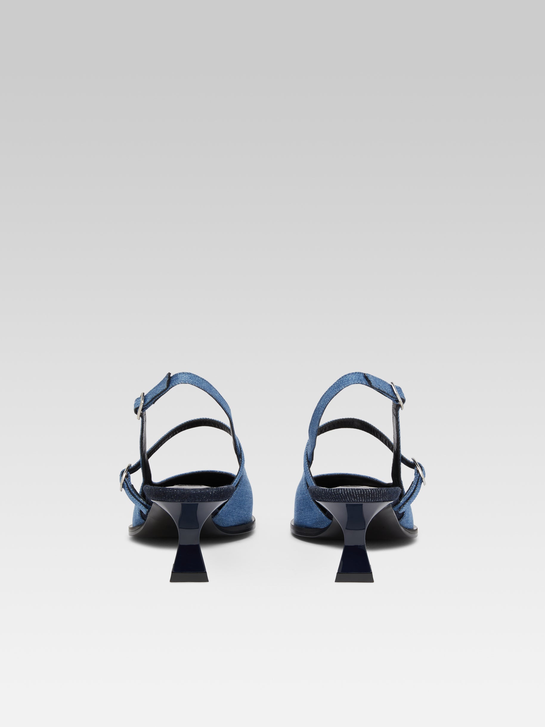 Cecile - Two-tone slingback pumps in blue denim fabric - Image number 7