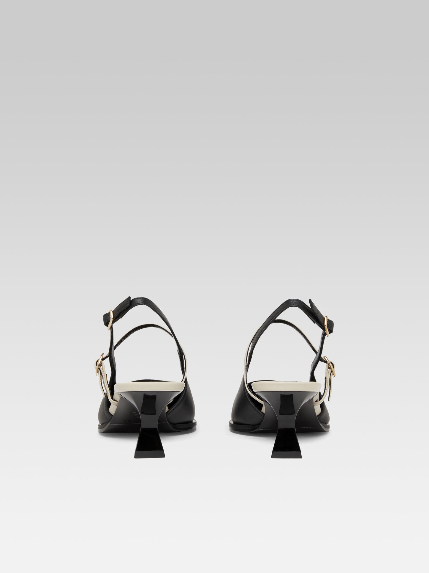 Cecile - Black and beige leather slingback pumps