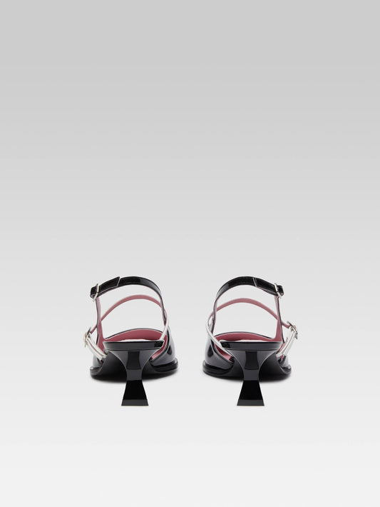 Cecile - Black and white patent leather slingback pumps - Image number 5