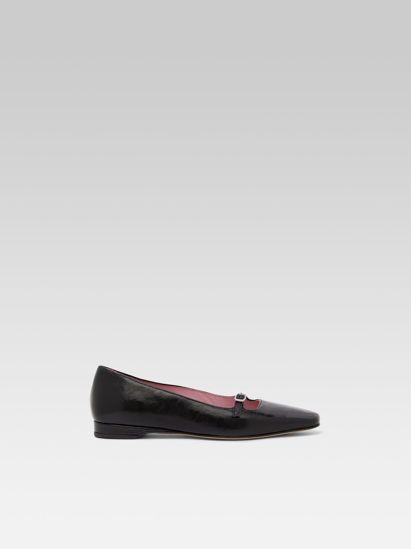 Emilie - Black naplack leather strappy ballet flats
