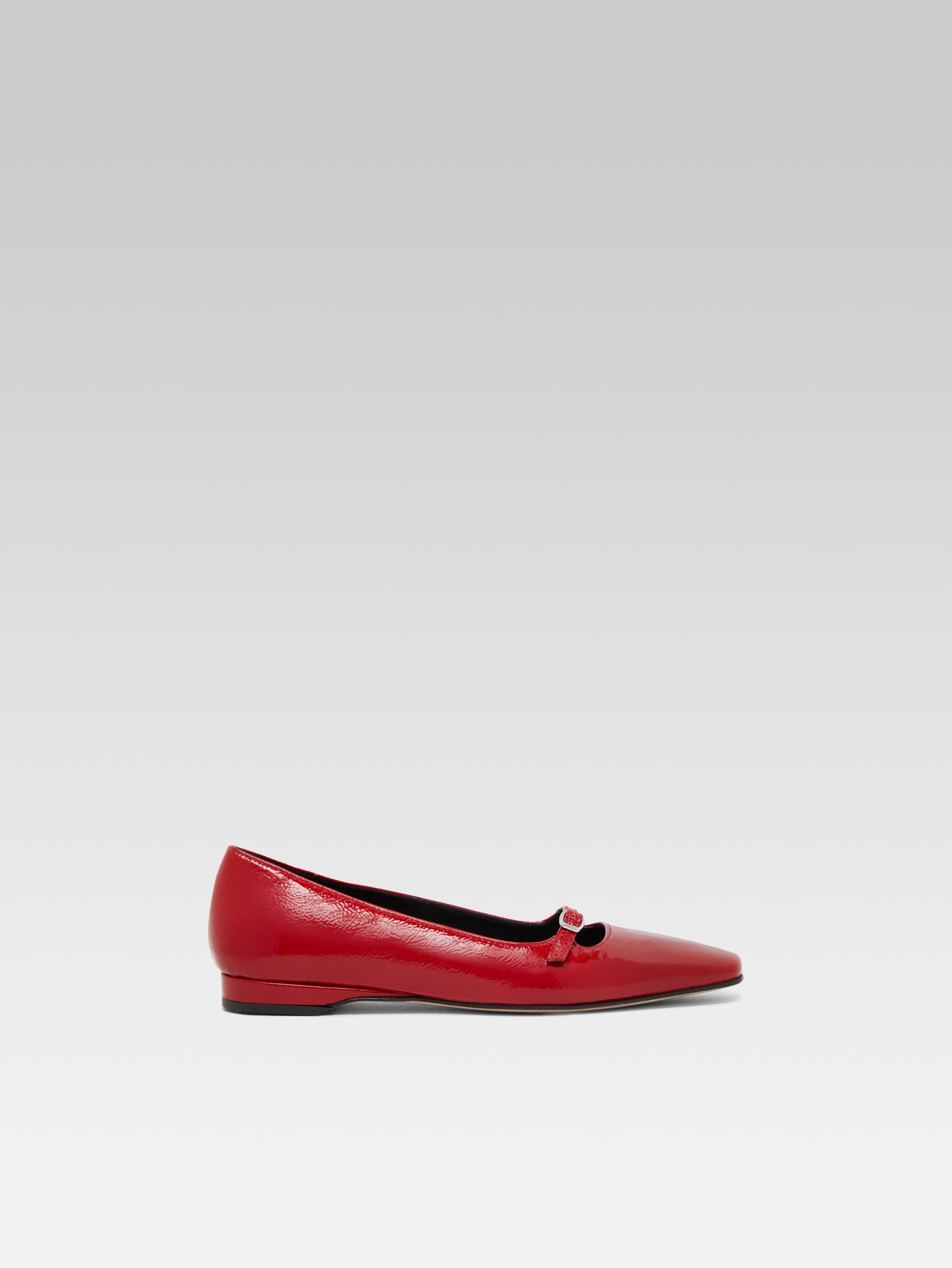 Emilie - Red naplack leather strappy ballet flats