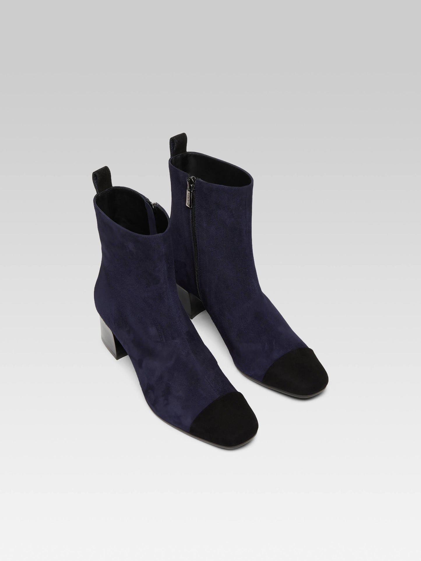 Estime - Bottines cuir velours bleu marine et noir