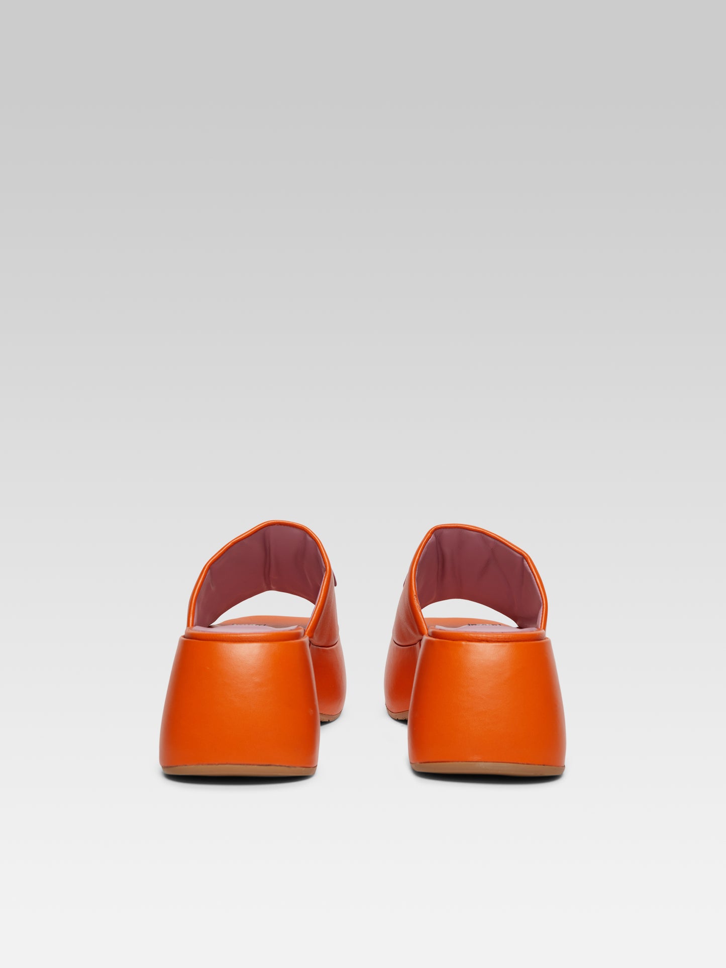 Flower - Orange leather platform mules
