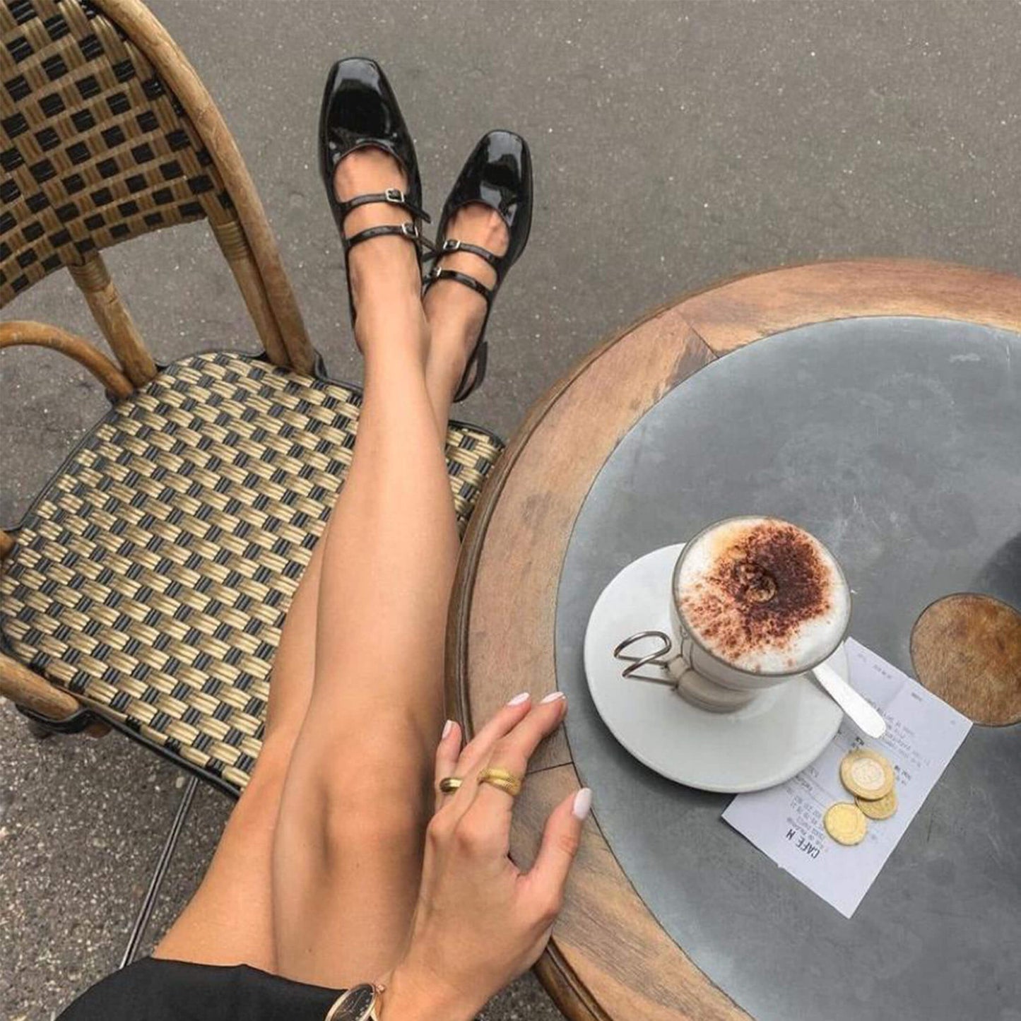 Peche - Black patent leather slingback Mary Janes