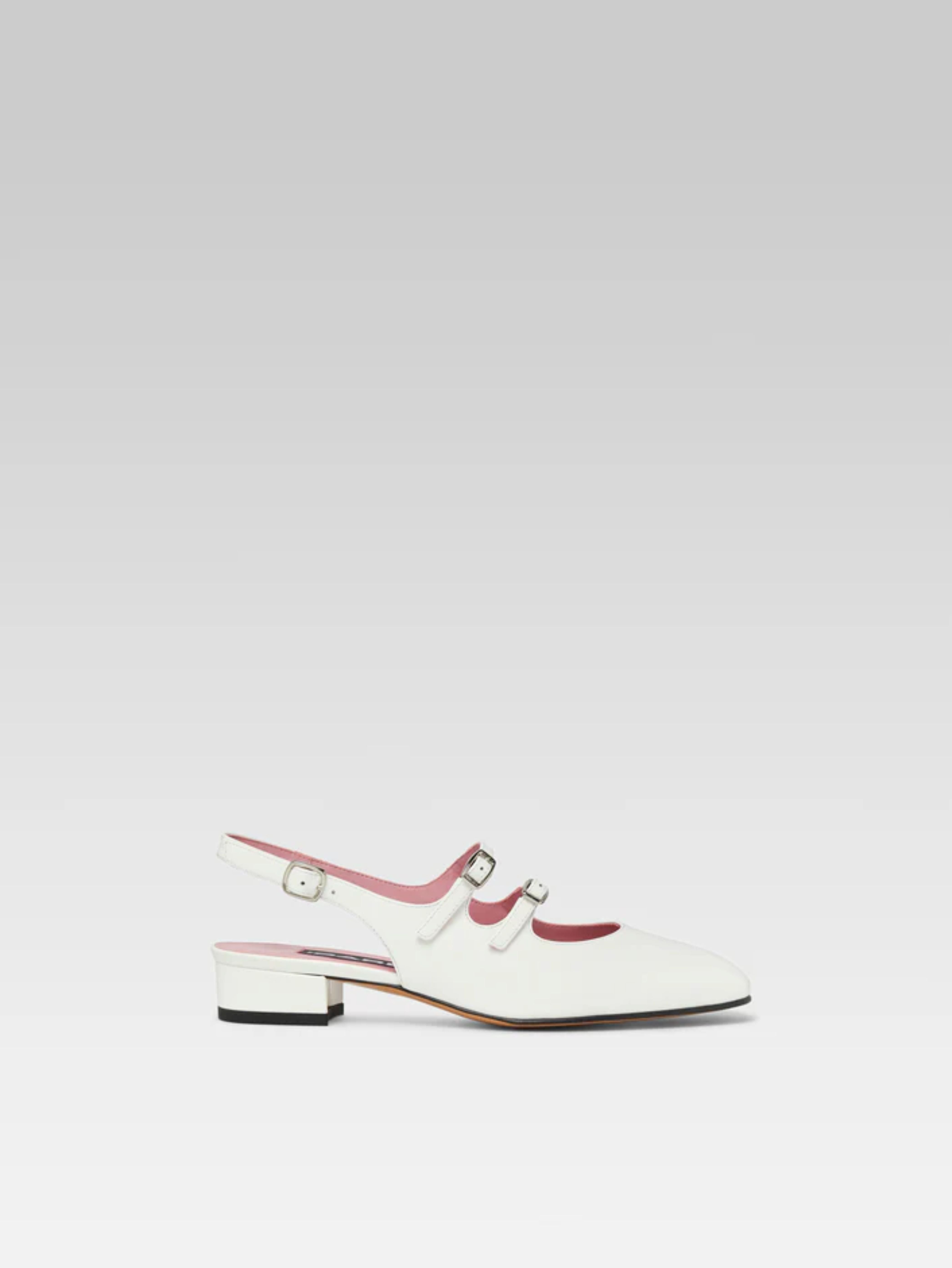Peche - Babies slingback cuir verni blanc