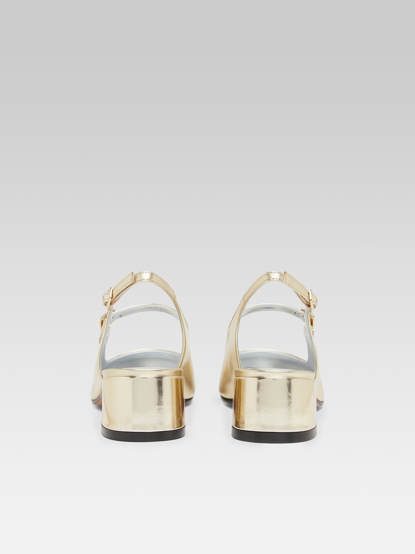 Ischia - Platinum laminated leather slingback Mary Janes