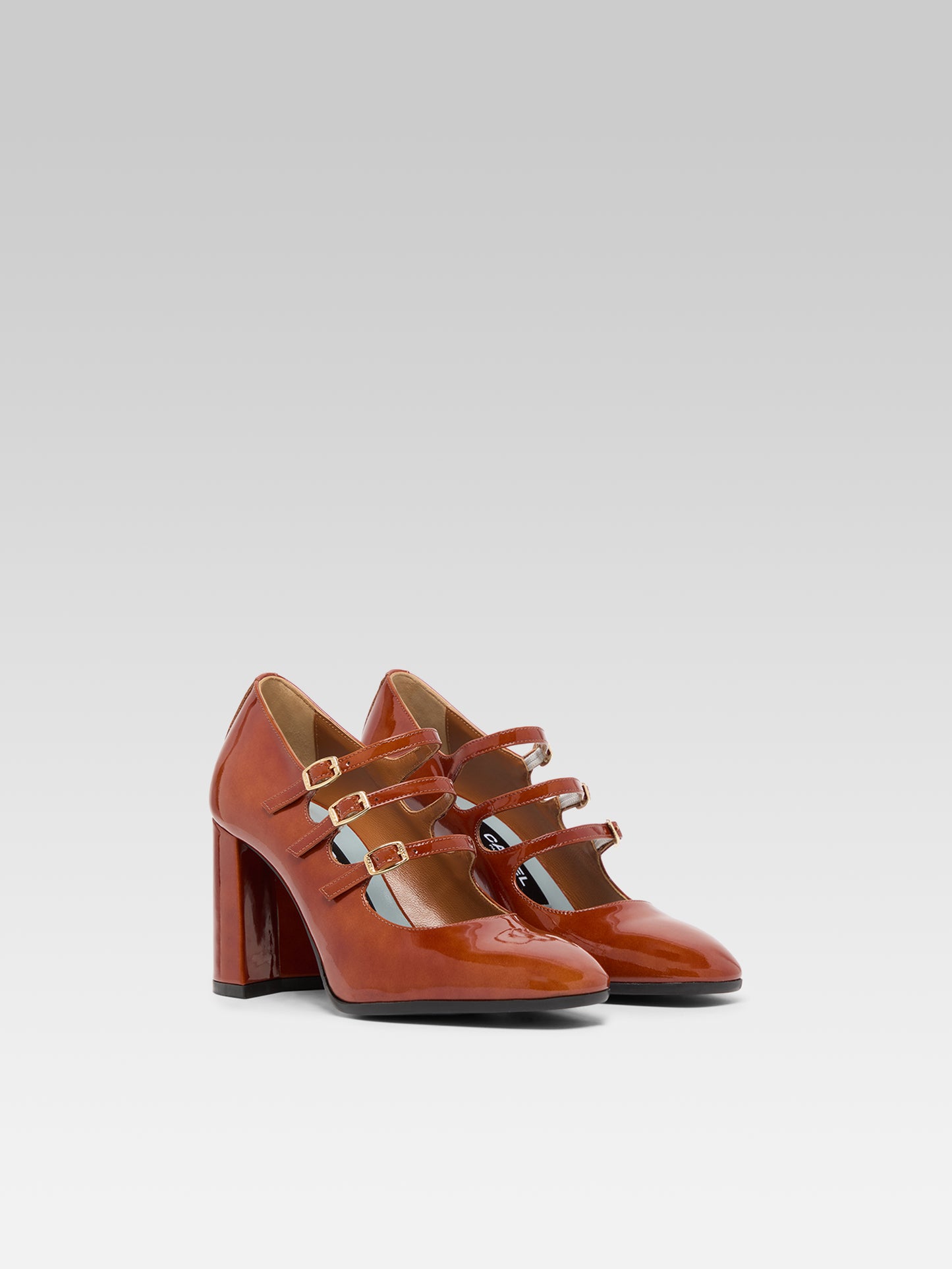 Keel - Escarpins babies cuir verni caramel