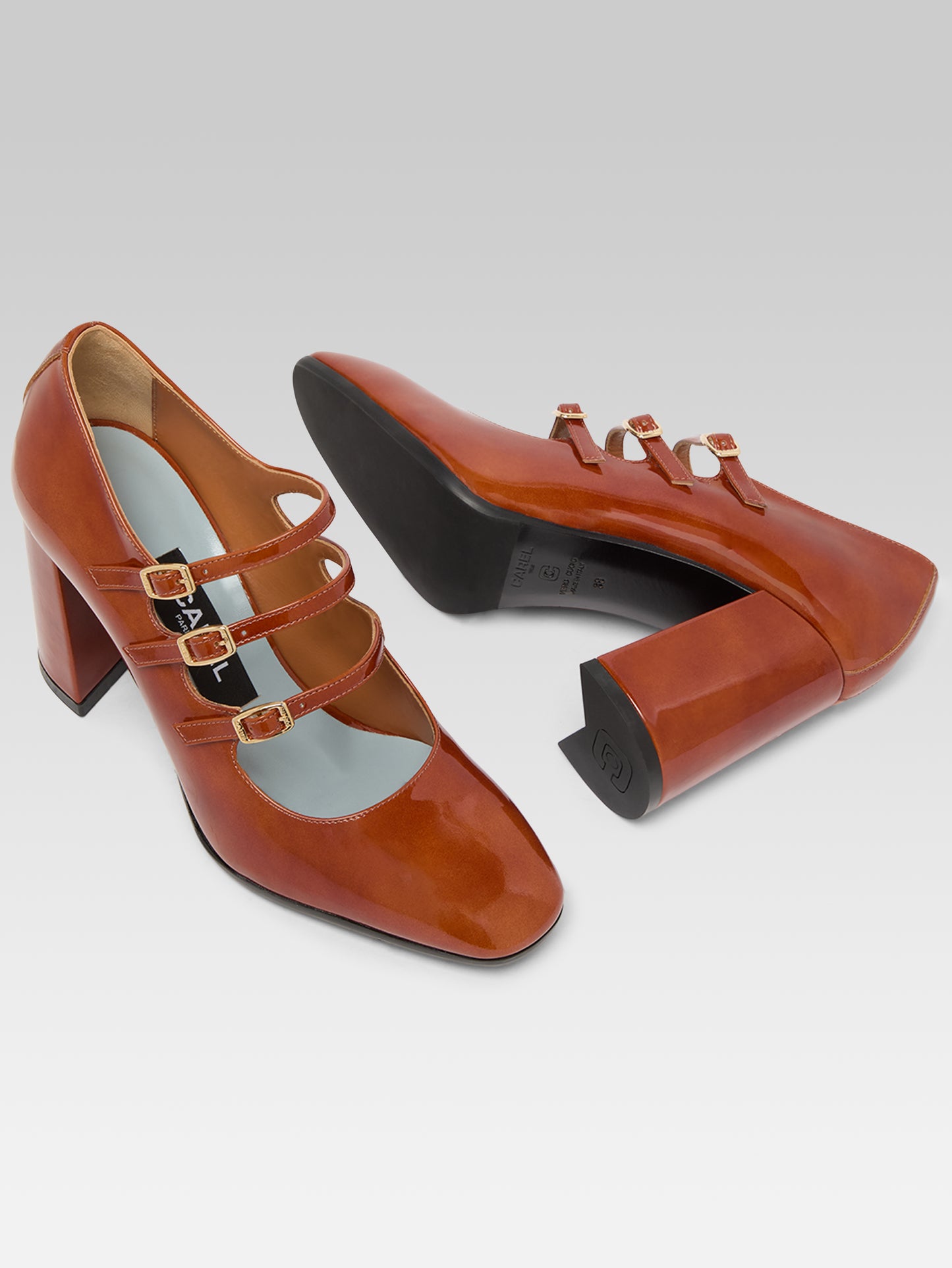 Keel - Escarpins babies cuir verni caramel