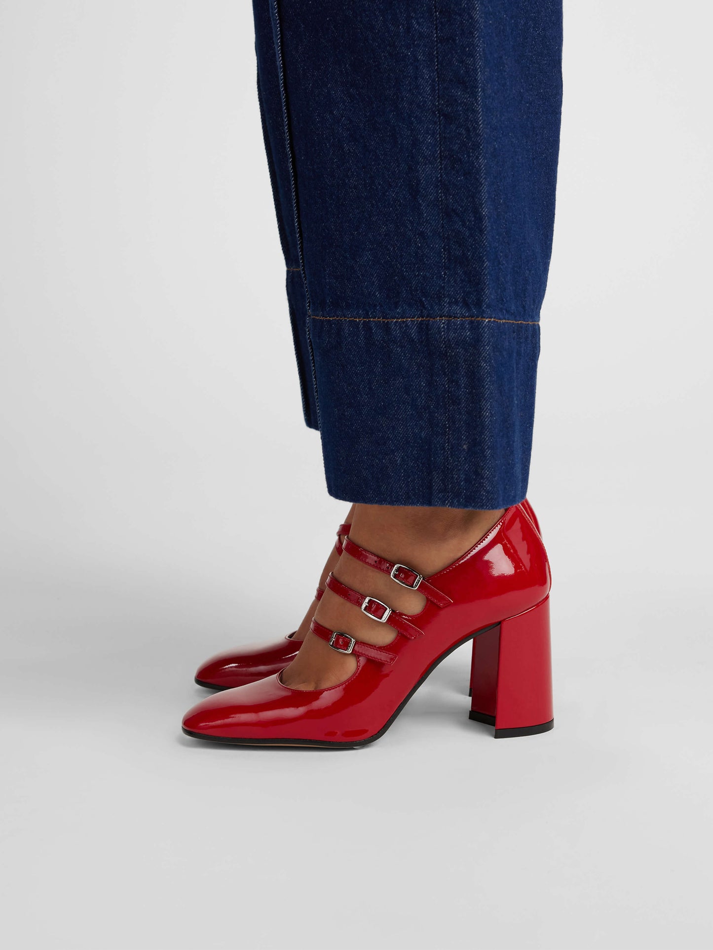 Keel - Escarpins babies cuir verni rouge