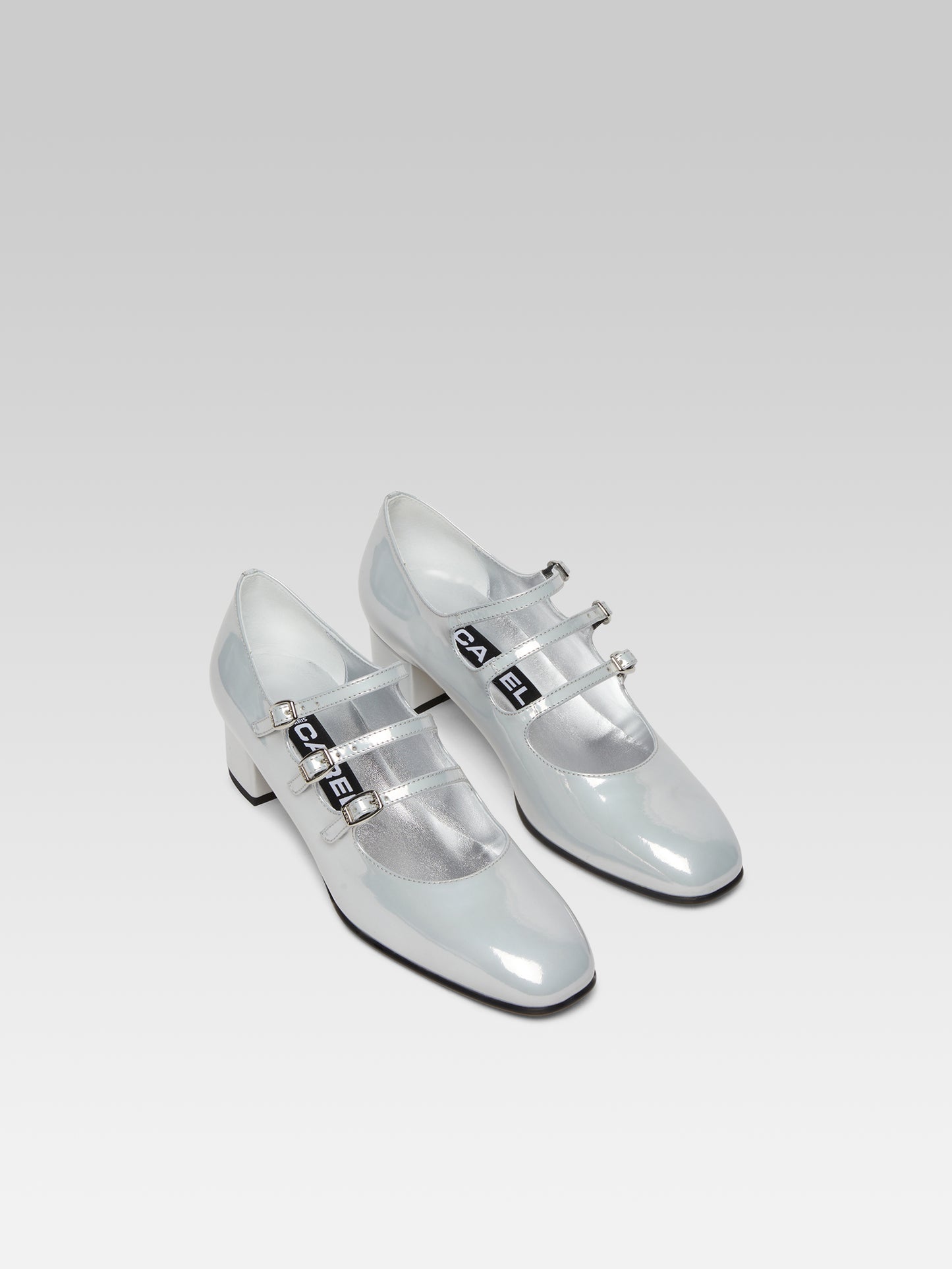Kina - White reflex patent leather Mary Janes pumps