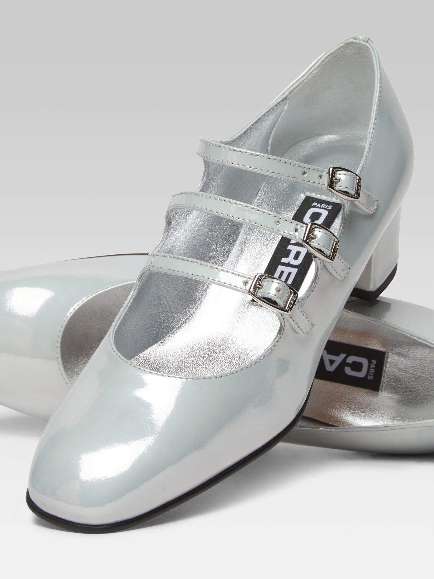 Kina - White reflex patent leather Mary Janes pumps