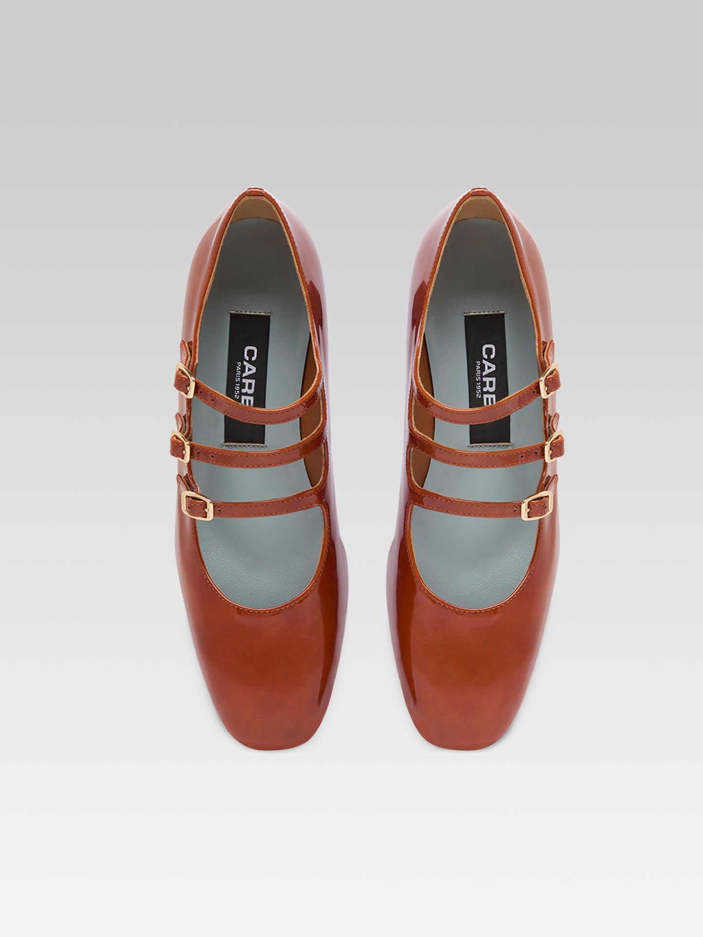 Kina - Escarpins babies cuir verni caramel
