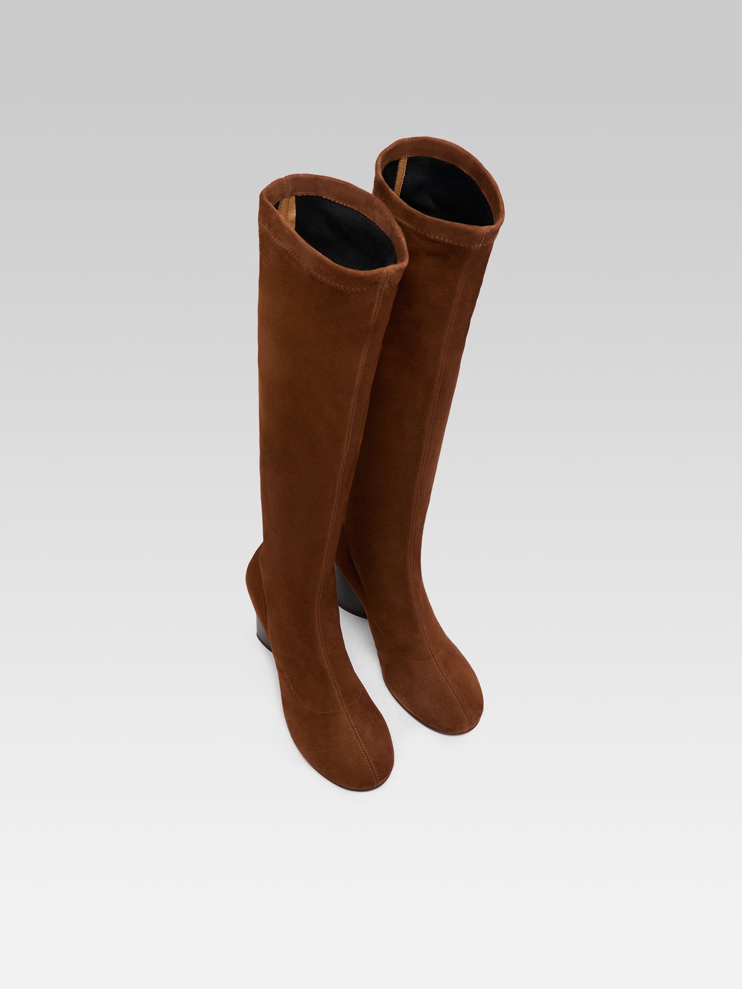 Lucca - Bottes cuir velours stretch brandy