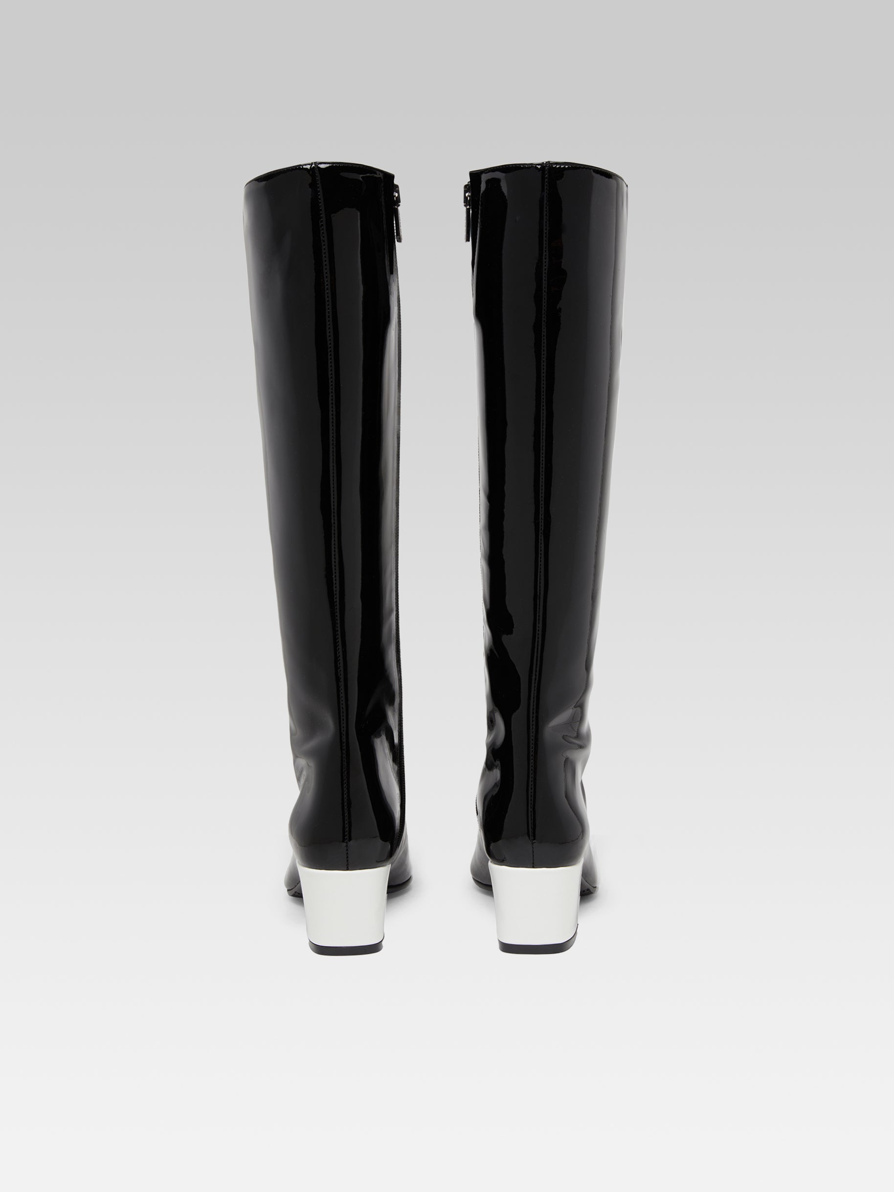 Malaga - Black and white patent leather boots - Image number 4