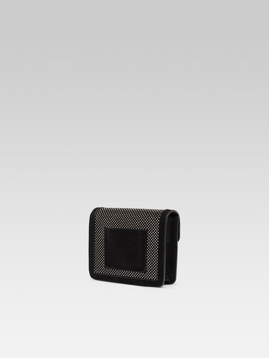 Mini Sorbonne - Black suede leather bag embellished with crystals by Swarovski® - Image number 5