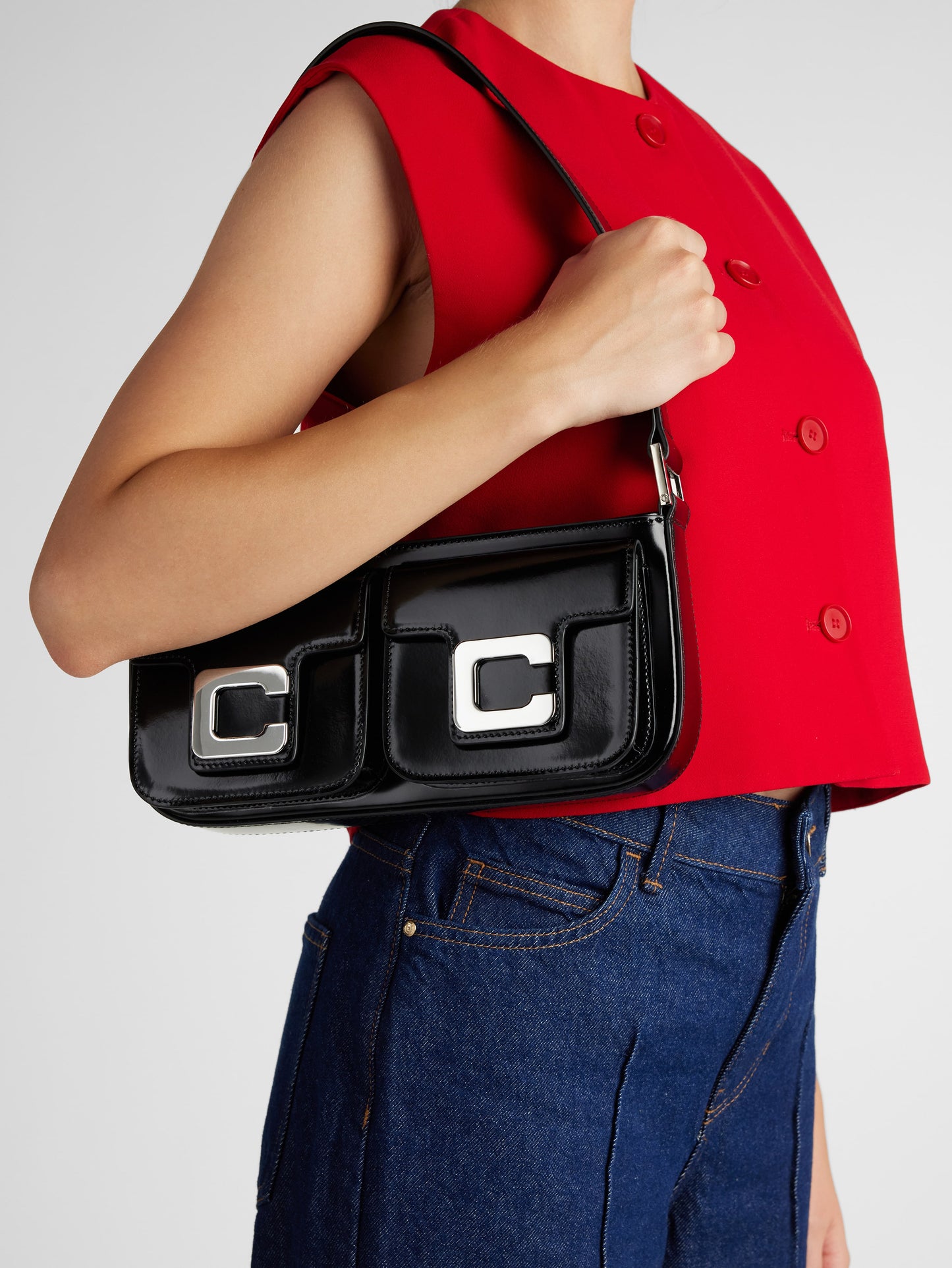 Mimi - Black glossy leather bag