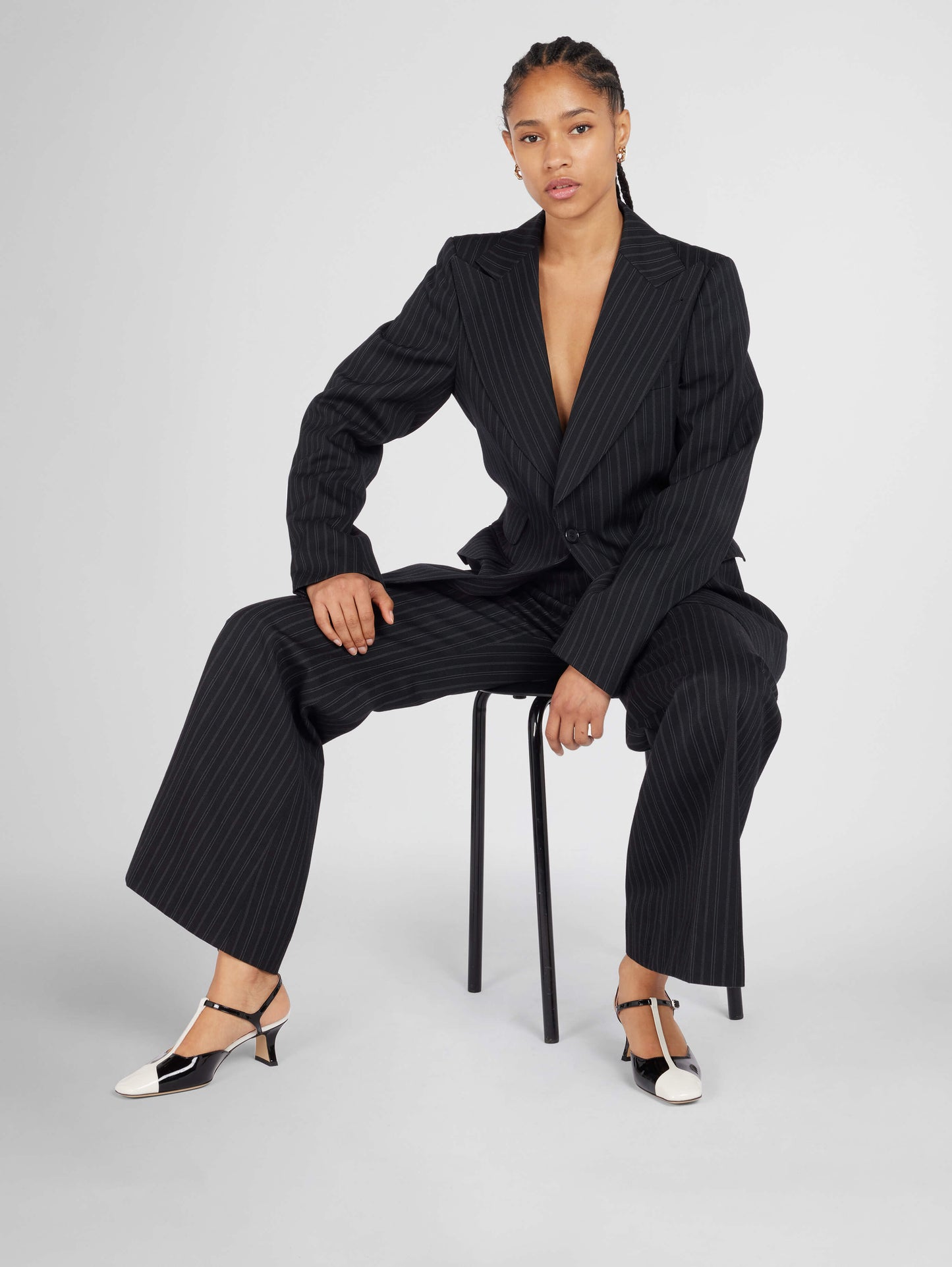 Isadora - Sandales à talons cuir verni noir et blanc