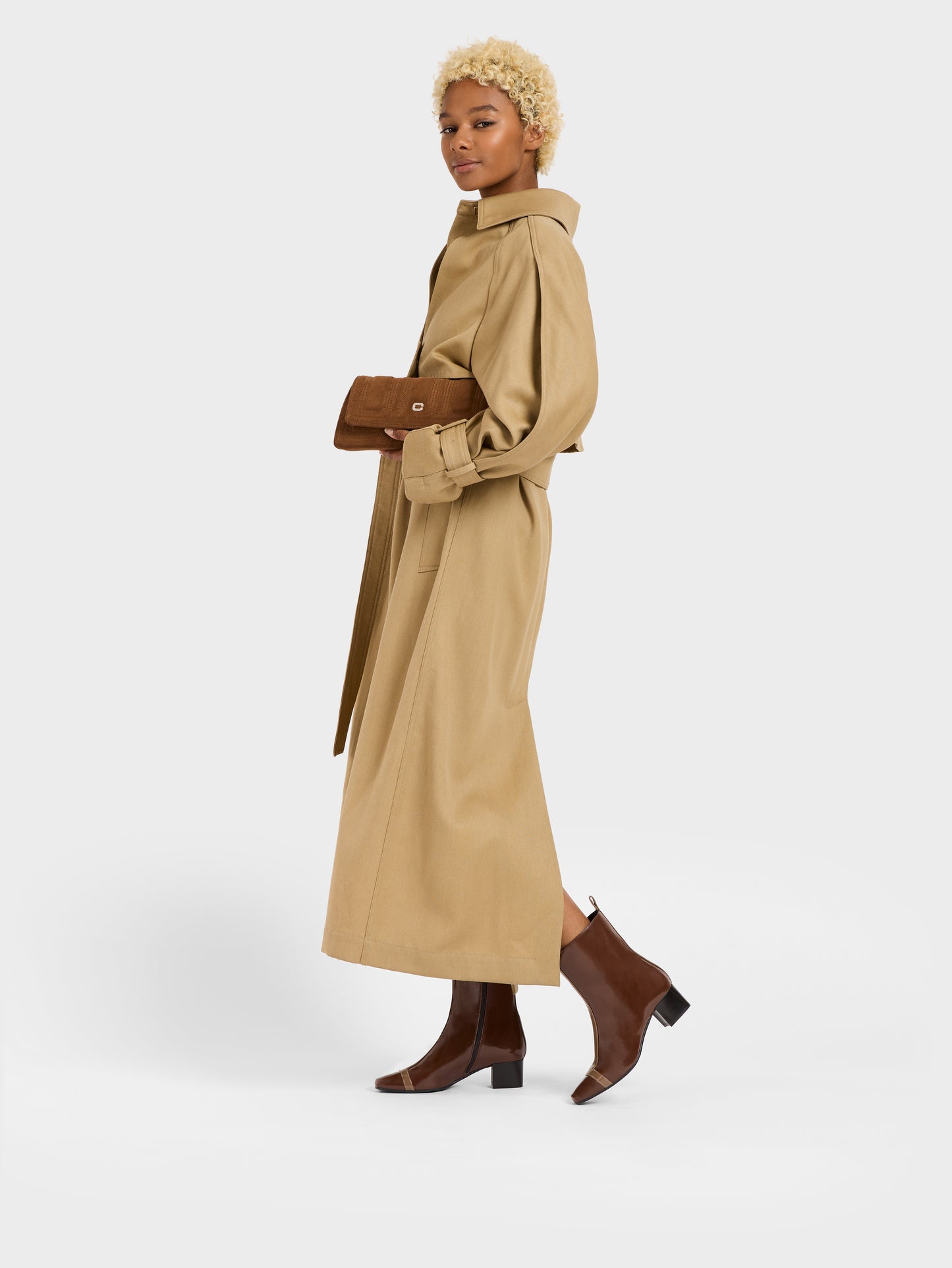 Audrey - Brown and beige naplack patent leather ankle boots