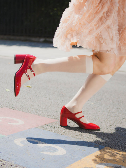 Alice - Escarpins babies cuir verni rouge - Image numéro 8