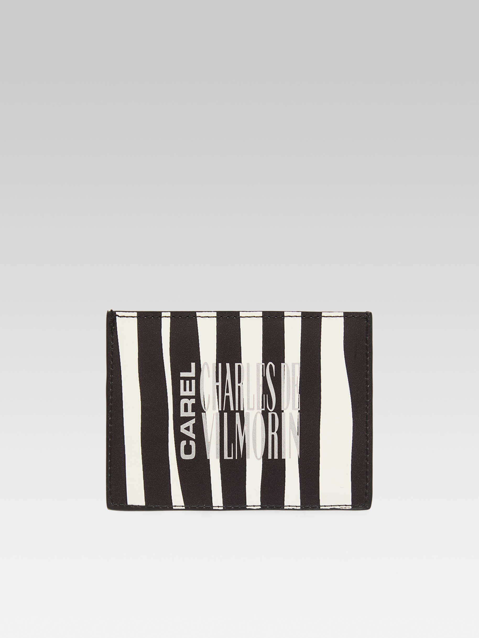 Porte Carte - Porte carte cuir imprimé upcyclé noir et blanc - Image numéro 2