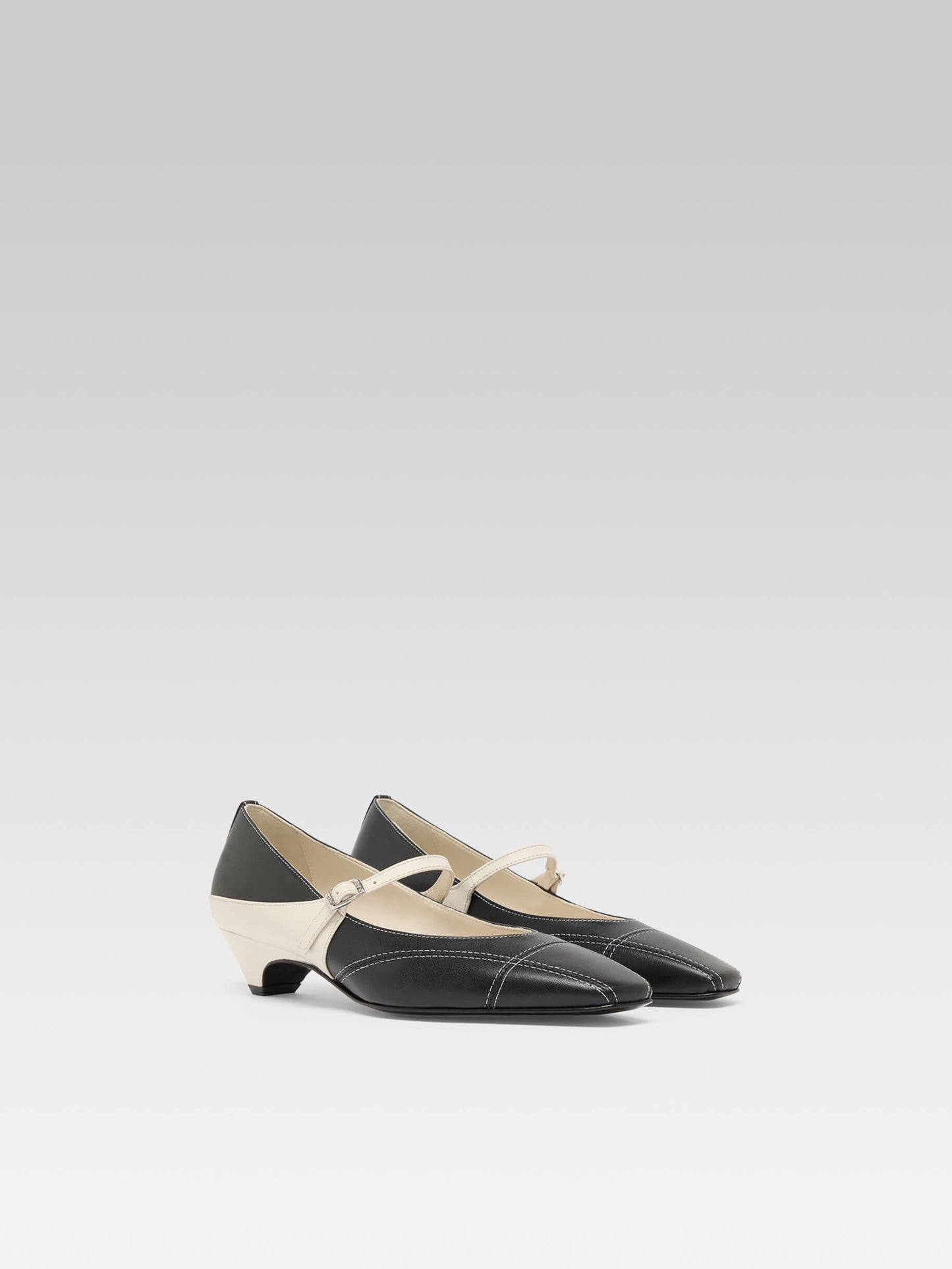 Rivale - Black and ivory leather Mary Janes pumps