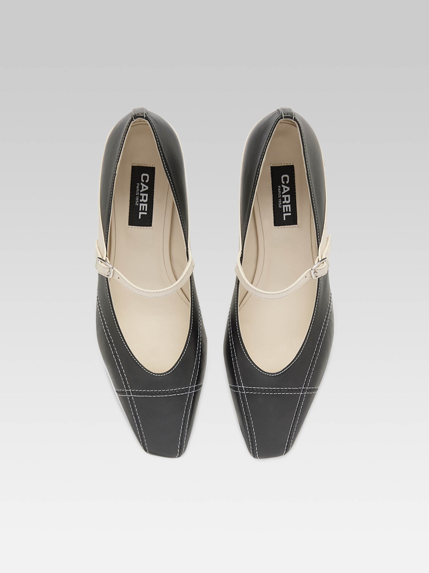 Rivale - Black and ivory leather Mary Janes pumps