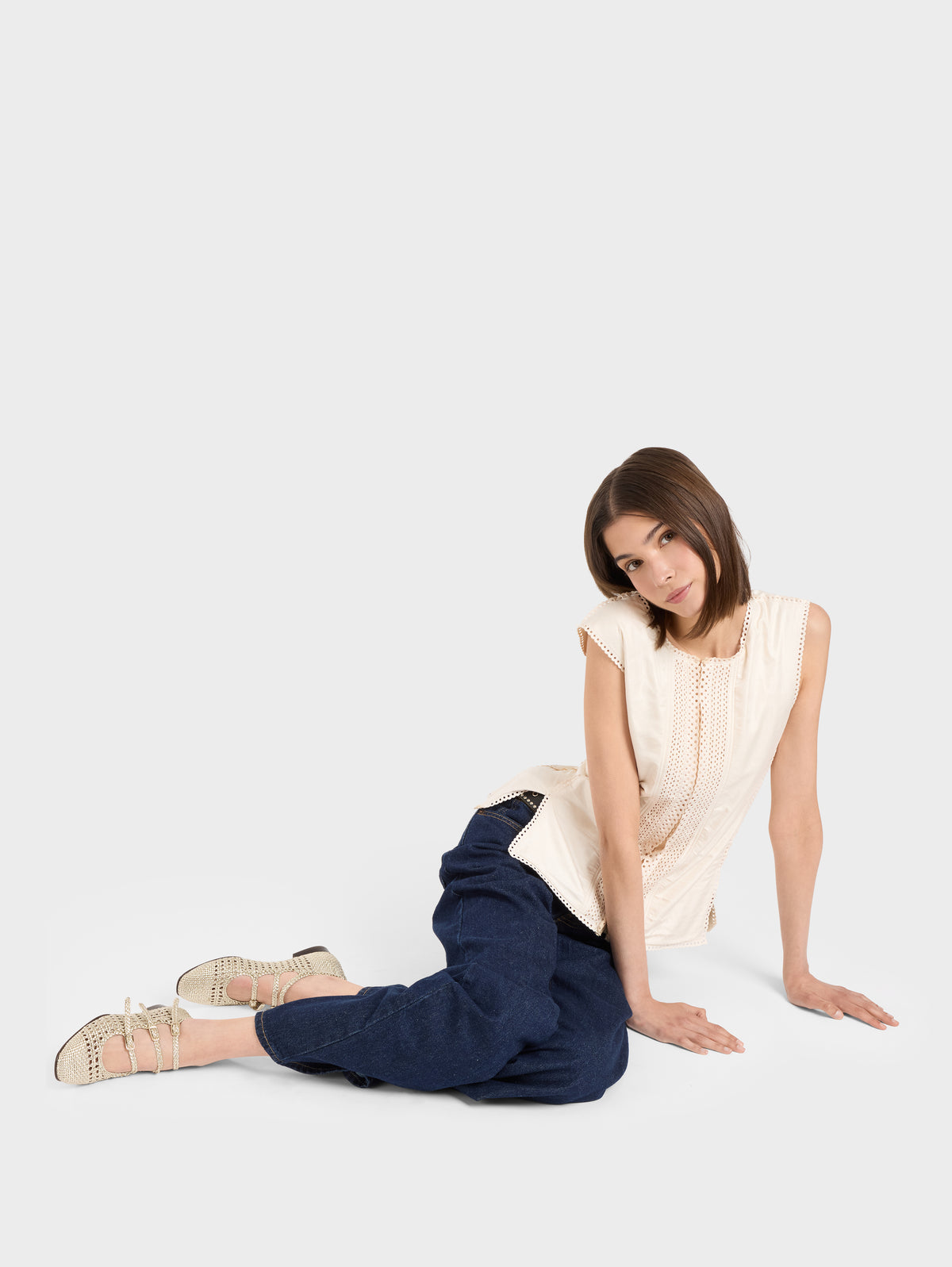 Ariana - Platinum braided leather ballet flats