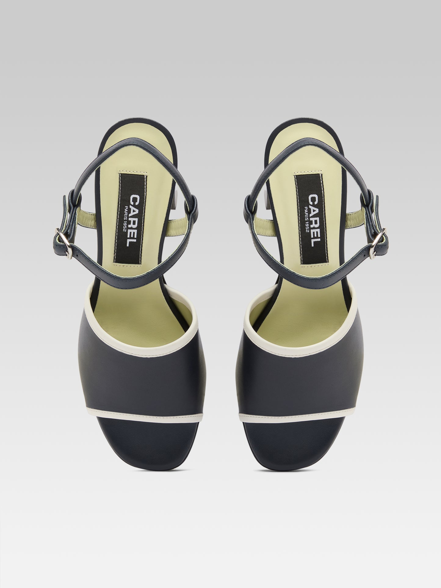 Adriana - Navy and ivory leather sandals
