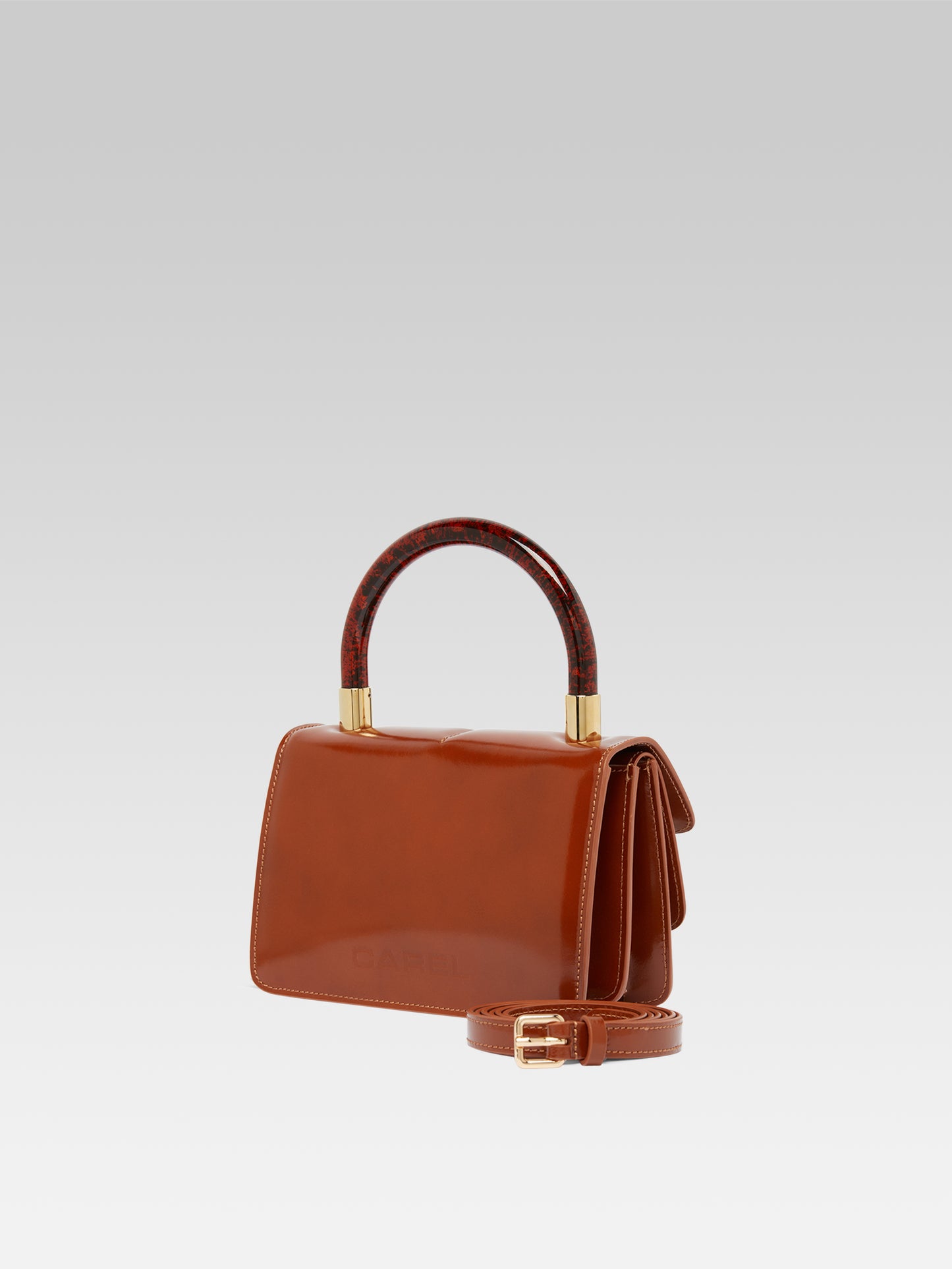 Simone - Camel glazed leather handbag
