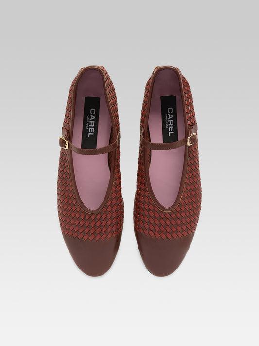 Tracy - Two-tone brown braided leather ballerina flats - Image number 5