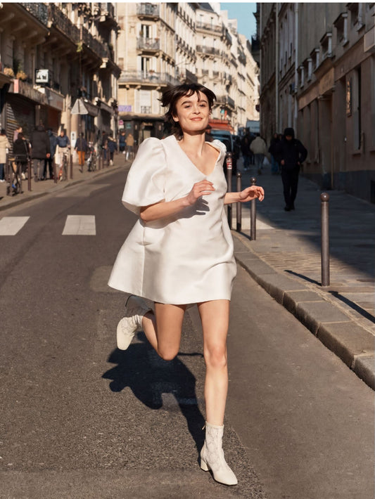 Audrey - Bottines cuir ivoire et dentelle à fleurs upcyclée - Image numéro 8