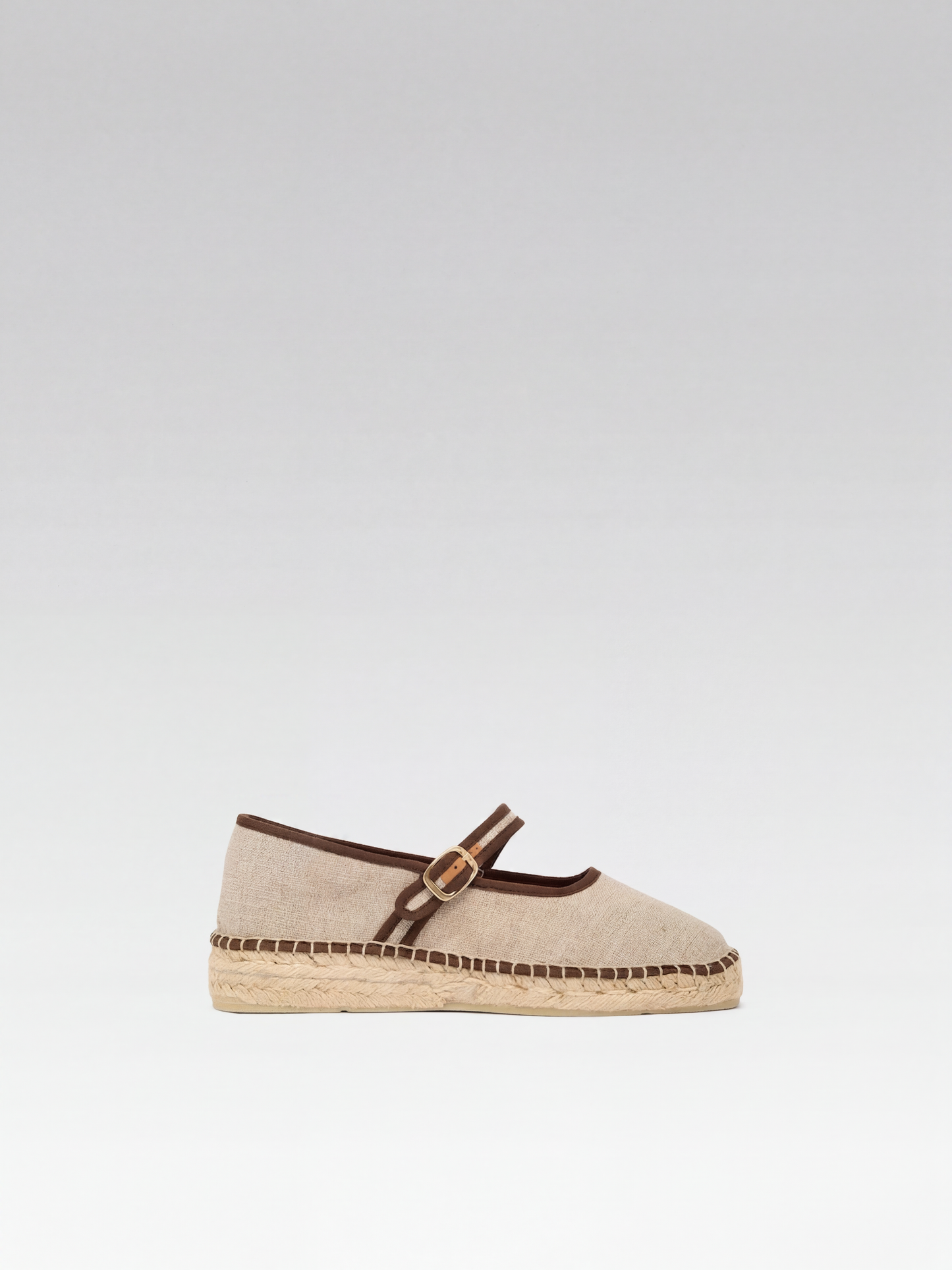 Lagoa - Beige and brown fabric espadrille Mary Janes
