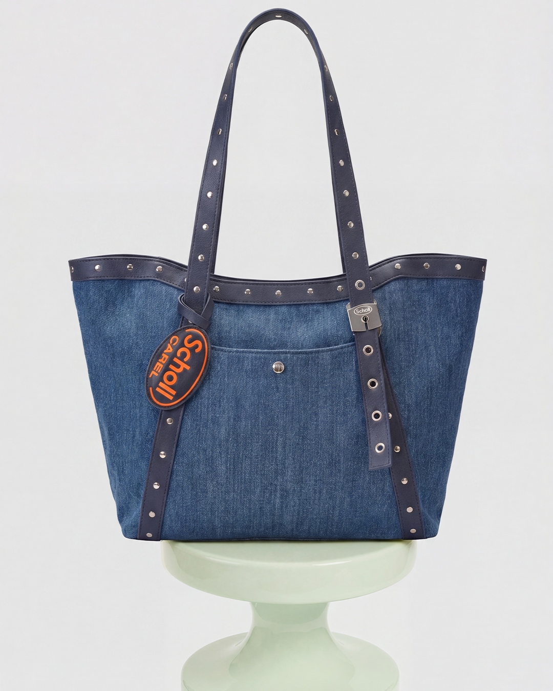 Schollbag - Sac cabas en tissu jean et cuir bleu