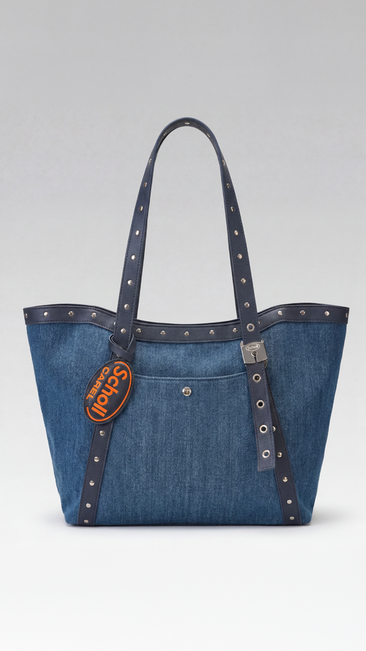 Schollbag - Denim and blue leather tote bag