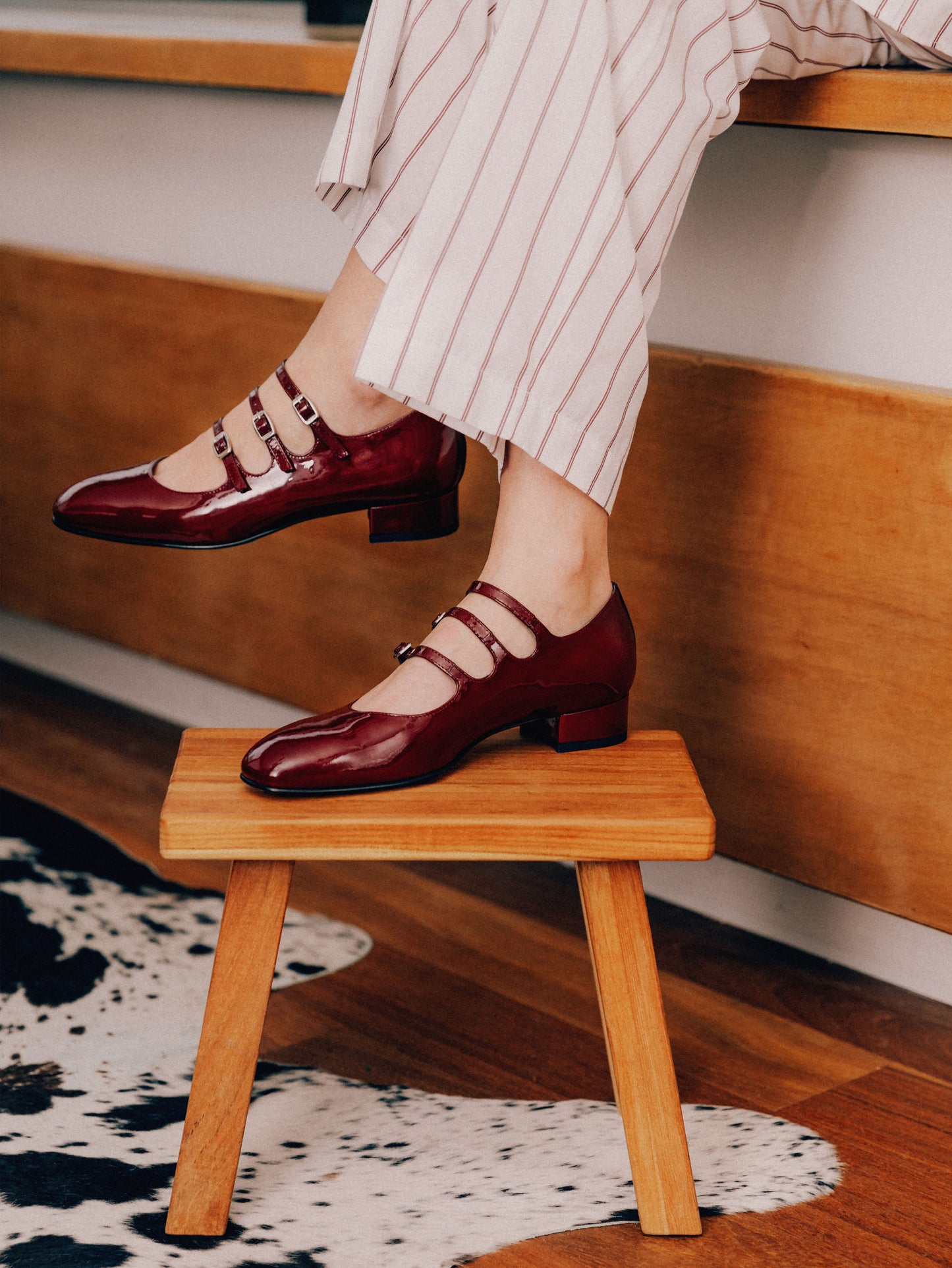Ariana - Burgundy patent leather Mary Janes ballet flats