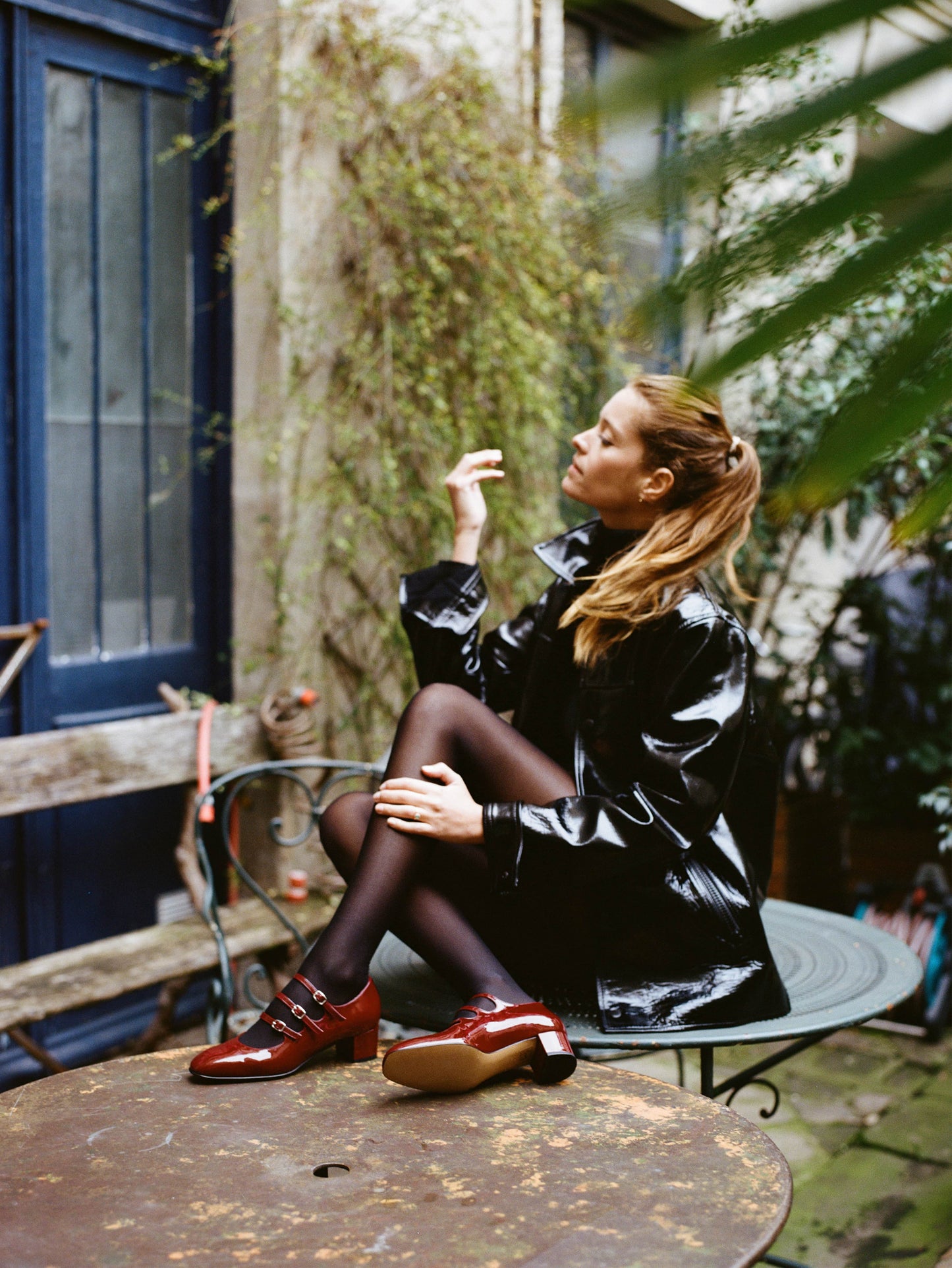 Kina - Escarpins babies cuir verni bordeaux