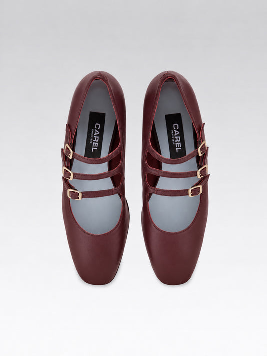 Ariana  - Ballerines babies cuir bordeaux - Image numéro 3