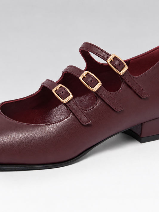 Ariana  - Ballerines babies cuir bordeaux - Image numéro 4