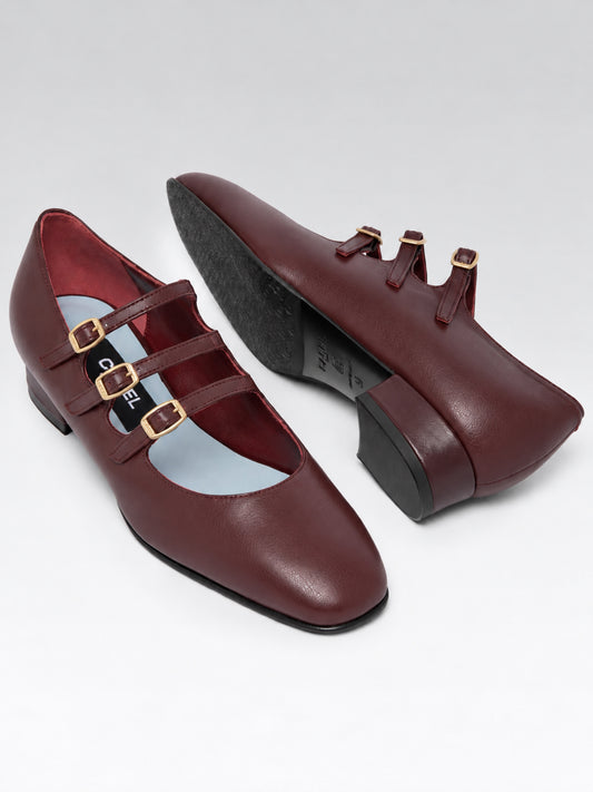 Ariana  - Ballerines babies cuir bordeaux - Image numéro 5