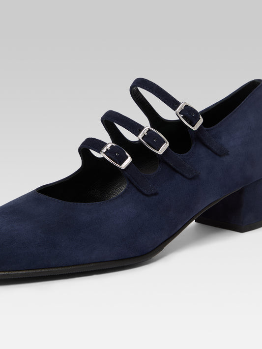 Kina - Upcycled navy suede Mary Jane pumps - Image number 2