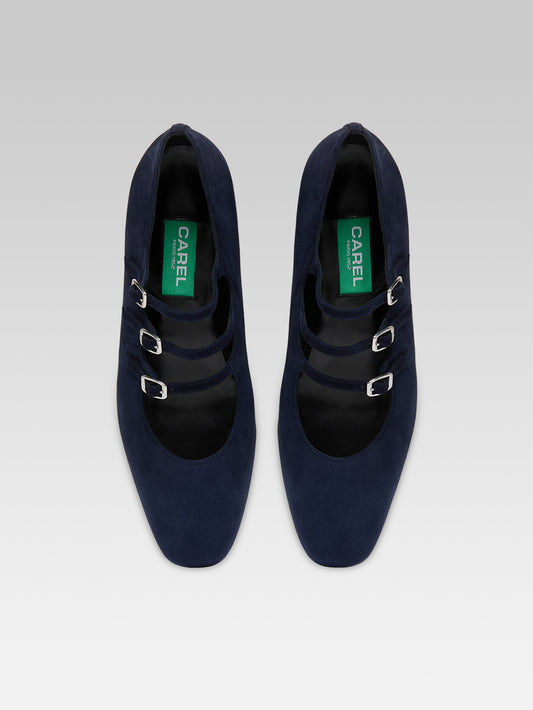 Kina - Upcycled navy suede Mary Jane pumps - Image number 4