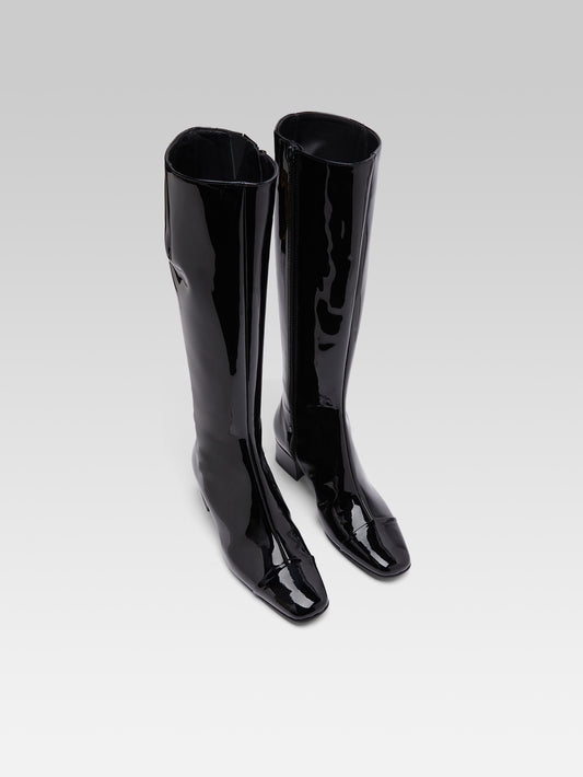 Malaga - Bottes cuir verni noir - Image numéro 2