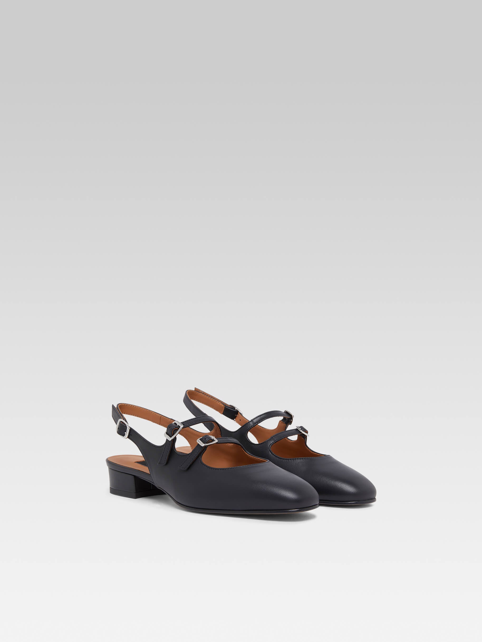 Peche - Black leather slingback Mary Janes  - Image number 4