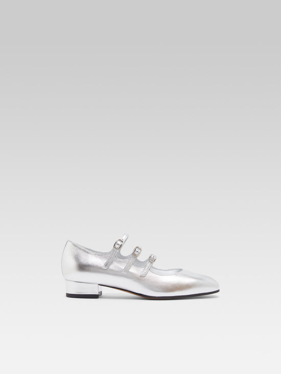 carel Ariana - Ballerines babies cuir laminé argent