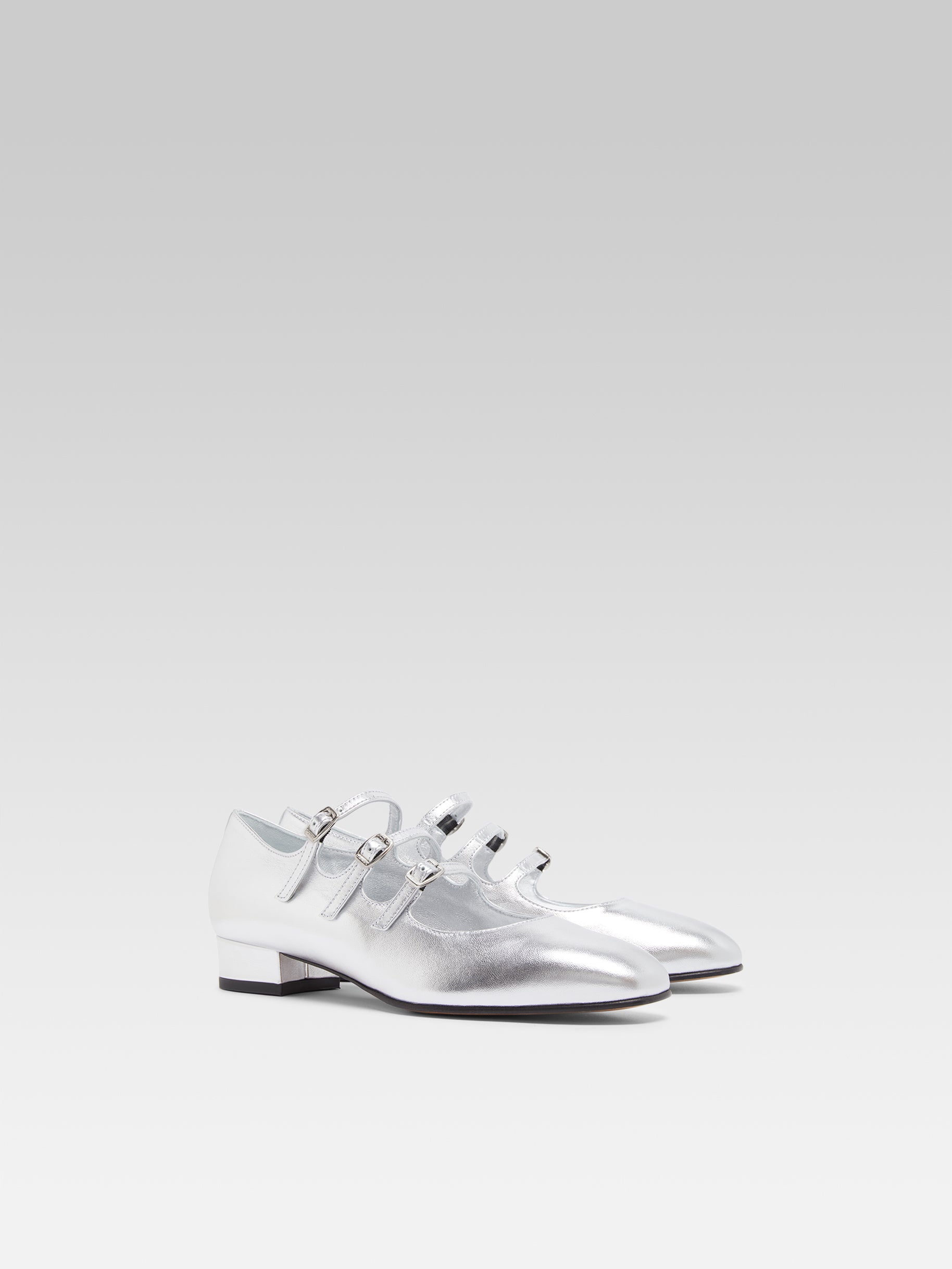 Ariana - Ballerines babies cuir laminé argent - Image numéro 4